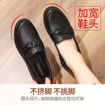 Mom's Shoes for Middle-Aged and Elderly People, Spring and Autumn Single Shoes, Soft-Soled Non-Slip Women's Shoes, Flat-Soled 2026 New Comfortable Leather Shoes