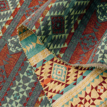 Ethnic style yarn-dyed jacquard cloth geometric stripes home fabric tablecloth sofa cloth decorative cloth for clothes in stock wholesale