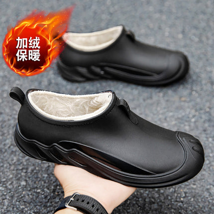 Foreign Trade Rain Boots Men's Fashionable Low-Top Water Shoes Kitchen Work Non-Slip Waterproof Rubber Shoes Fishing Autumn and Winter Fleece-Lined Short Rain Boots