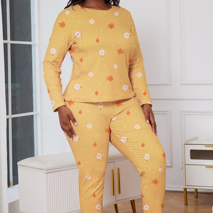 Cross-border plus size Women's Pajamas Pullover Crewneck Autumn and Winter Velvet Casual Simple Warm Printed Home Clothes