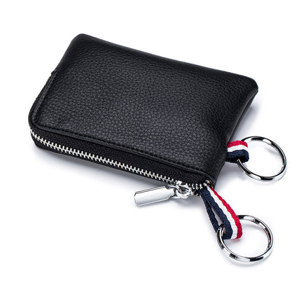 Multifunctional Coin Purse Men's Genuine Leather Ultra-Thin Mini Wallet Cowhide Storage Card Holder Zipper Coin Bag Key Bag