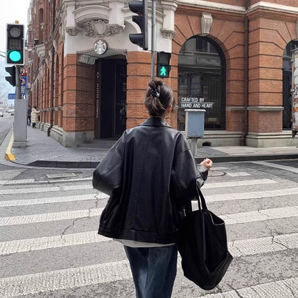 Brown Leather Jacket for Women 2025 Spring & Fall New Style Small Hong Kong Style Retro High-End Jacket Maillard Motorcycle