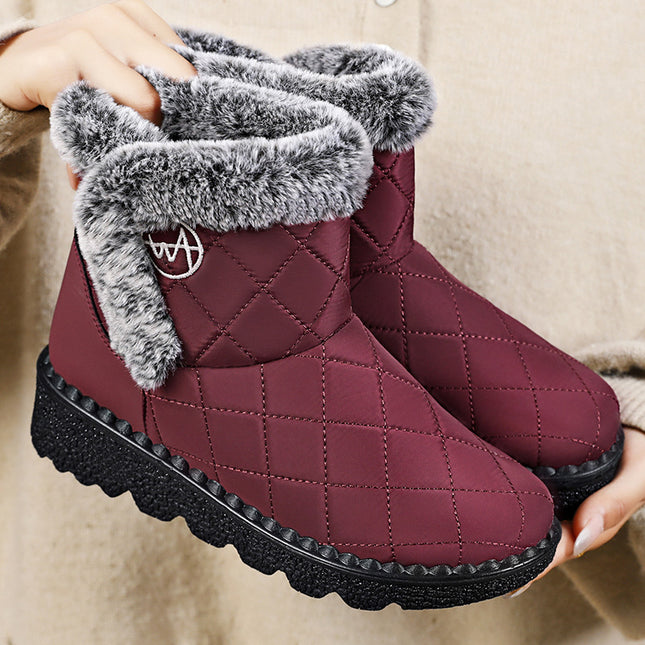 Women's Snow Boots Autumn and Winter New Cross-Border Dropshipping Polyurethane Mid-Calf Cotton Shoes with Plush Lining and Thickened Warm Cotton Boots