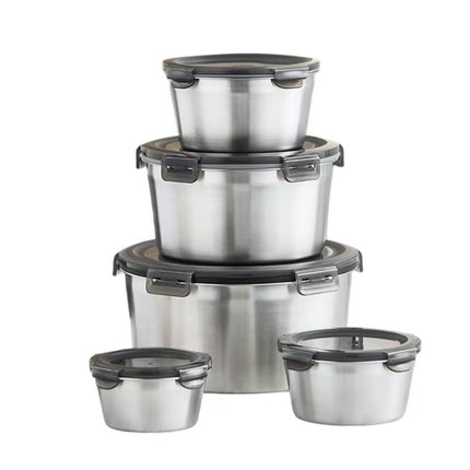 304 Stainless Steel Round Fresh-Keeping Box, Sealed Lunch Box, Office Worker Take-Out Box with Lid, Portable Soup Bowl, Custom Logo