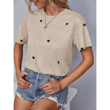 Cross-Border Export New Aliexpress T-Shirts Round Neck Casual T-Shirt Printed T-Shirt for Women
