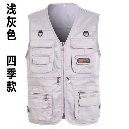Cross-Border Outdoor Multi-Pocket Vest Men's Fishing Vest Photography Middle-Aged Men's Tops Work Clothes Middle-Aged and Elderly Dad Wear
