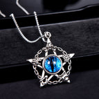 Luminous skull five-pointed star-blue eye [with titanium steel chain]]
