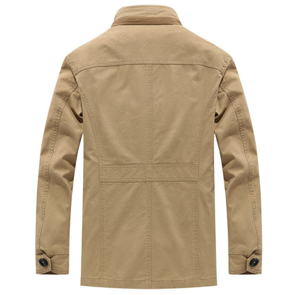 Cotton Jacket Men's Spring and Autumn Casual Loose plus size Medium and Long Army Green Workwear Jacket Multi-bag Price Controlled 148