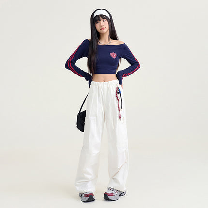 American wide-leg overalls women's autumn and winter 2024 new straight tube loose high waist sagging slim sports casual pants