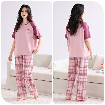 Women's Summer Pajamas with Chest Pads, Pure Cotton Loungewear Set, High-End 2025 Model, Comfortable and Soft Two-Piece Loungewear Set