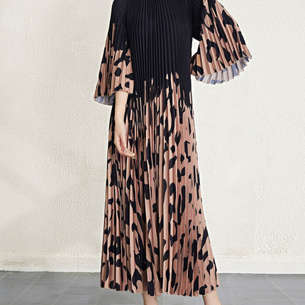Plus-Size Women's Pleated Dress, Cross-Border Fashion, Elegant, Waist-Cinching, Slimming, High-End Long Dress, Pleated Skirt, Sweet and Fresh
