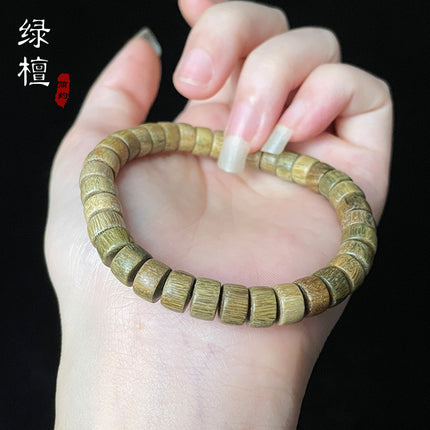 Green sandalwood small tablets Buddha beads Wen play bracelet sandalwood women's simple single circle small bracelet wholesale bracelet around the finger soft