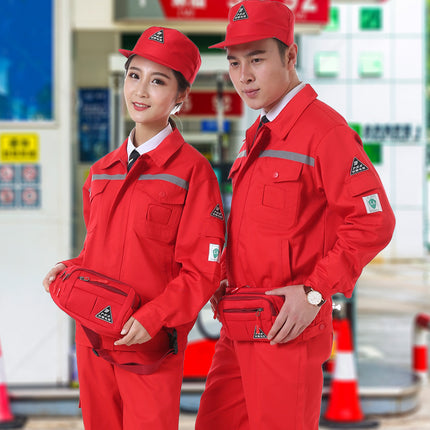 Spring and Autumn Long Sleeve Gas Station Work Clothes Suit Men's Labor Suit FJD Sinopec PetroChina Gas Station Tooling