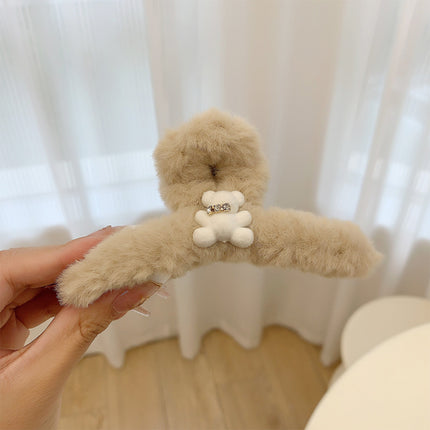 Autumn and Winter plush hairpin female clip headdress furry shark clip cute high-grade sense back head clip high-end hairpin