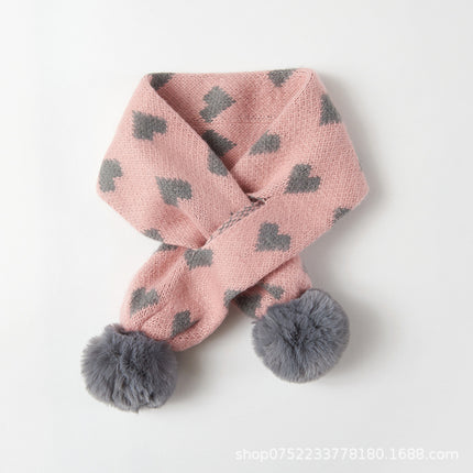 Babamama children's scarf winter thick warm jacquard love boy's scarf baby girl's thickened scarf scarf