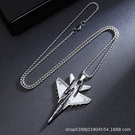 New J-20 Fighter Pendant Necklace Creative Aviation Aircraft Model Air Show Commemorative Small Gift Jewelry Wholesale