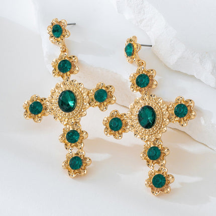 European and American Fashion Foreign Trade Jewelry Women's Personality Simple Retro Temperament Cross Earrings Earrings Cross Border Earrings