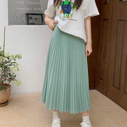 Simple Multi-color New Pleated Skirt Skirt Women's High Waist Slimming Solid Color Draped Mid-length Pleated Skirt