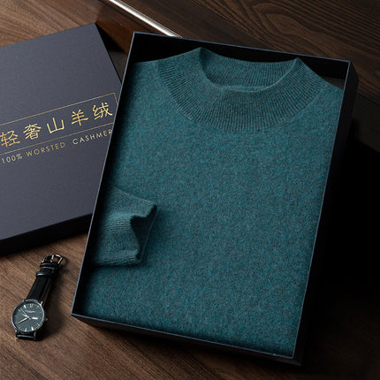 Business Casual Base Autumn and Winter Knitwear New Loose Large Size Cashmere Knitwear Men's Half Turtleneck Men's Cashmere Knitwear