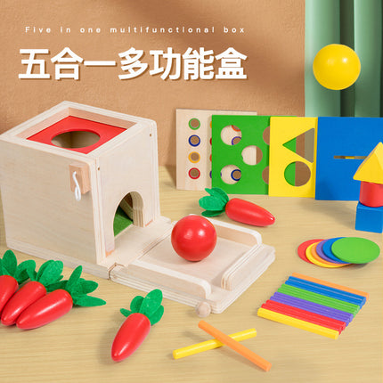 Cross-border Montessori Multifunctional Intelligence Box Carrot Pulling Children Color Shape Matching Coin Box Building Blocks Toy