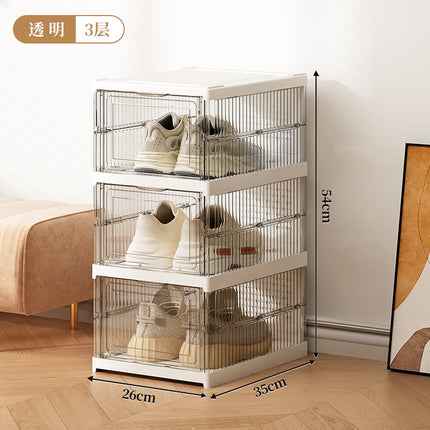 Simple Artifact Dust-proof Plastic Shoes Storage Transparent Use Free-installation Shoe Box Shoe Cabinet Folding Shoe Rack