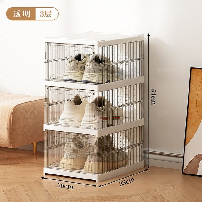 Simple Artifact Dust-proof Plastic Shoes Storage Transparent Use Free-installation Shoe Box Shoe Cabinet Folding Shoe Rack