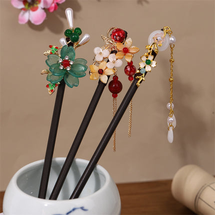 New Year Red Festive Chinese Style Hairpin Palace Style Tassel Walking Hair Hairpin Retro Hanfu Ancient Dress Cheongsam Hair Accessories Women