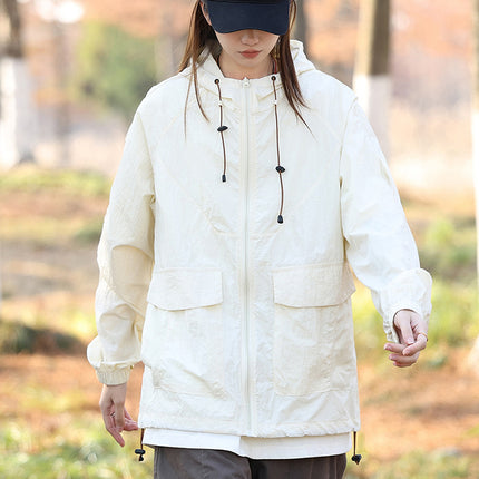 Outdoor Sunscreen Skin Clothing for Men and Women Thin Ice Silk Nylon Loose Hooded Sunscreen Clothing UV Protection UPF50