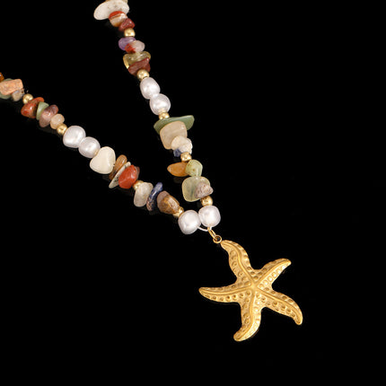 Cross-Border Stainless Steel Necklace Shell Titanium Steel Pendant New Pearl Jewelry Seaside Accessories European and American Non-Fading Jewelry