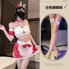 Christmas maid + white butterfly socks / One Size
