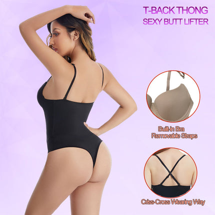 European and American Plus Size Skinny Jumpsuit Bra Shaper Belly Tinting Waist Hip-lifting G-string Underwear