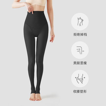 Black Silk Leg-Enhancing Leggings for Women, Faux Sheer, Extended Version for Autumn and Winter, Fleece-Lined, Thickened, Warm Black Stockings, Slimming