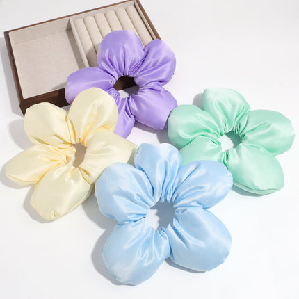 Elegant and Cute Sponge Large Intestine Ring, Fashionable Girly Hair Ring, Ponytail Hair Rope, Flower Holiday Style Hair Accessory