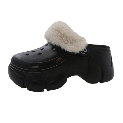fleece-lined Cave Shoes Cotton Women's Autumn and Winter Inner Liner New Height-Heeled Thick-Sole Plush Cotton Slippers for Winter Outer Wear