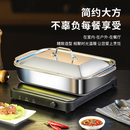Popular Stainless Steel Grilled Fish Plate, Crayfish Plate, Rectangular Deep Plate, Barbecue Plate, Barbecue Grill, Electric Grill, Grilled Fish Plate