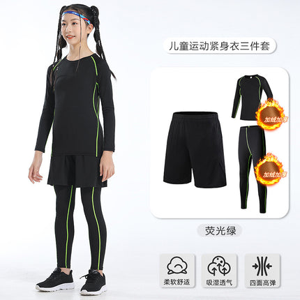 Children's Tight Clothes Training Clothes Quick-drying Clothes Elastic Sweat-absorbent Basketball Football Training Clothes Base Roller Skating Boxing Fitness Clothes