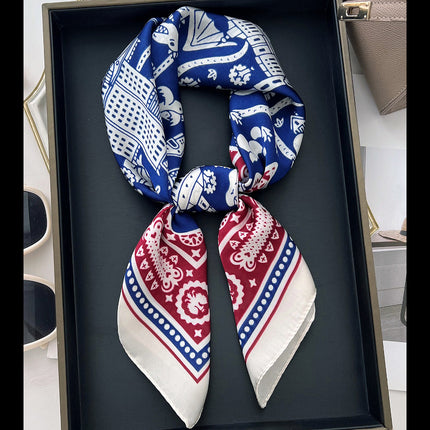 Nice-Looking Small Silk Scarf Korean Ins Style Versatile Fashionable Spring & Fall Decorative Square Scarf Tied Hair Tied Bag Thin Scarf