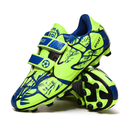 Children's Football Shoes with Long Spikes and Broken Nails, Leather Fashionable Velcro Low-Top Professional Competition Training Shoes, Sports Shoes Wholesale