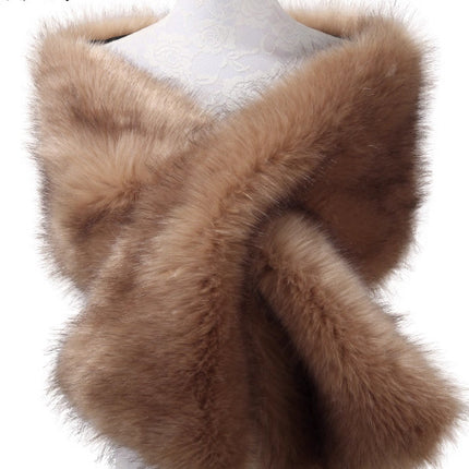 Imitation Fur Extended Bridal Wedding Dress Large Shawl Fur Collar Scarf Fox Fur Fake Collar Winter White Women