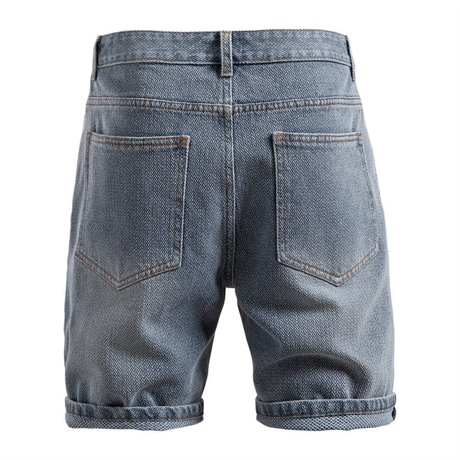 Patterned Denim Shorts Men's New Product 2025 Five-Point Pants Men's Retro Straight Cross-Border Summer Starry Sky Shorts Denim European and American