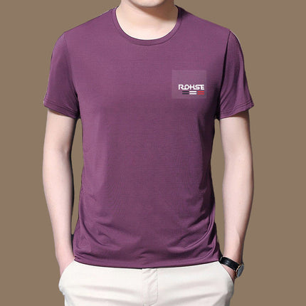T-Shirt for Men 2022 New Style Plain Ice Silk Quick-Dry Short-Sleeve Elastic Mesh Round Neck Thin Slim Fit Inner Wear