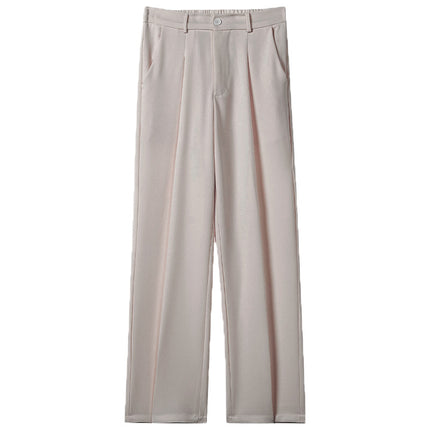 Summer Drape Suit Trousers for Men, Korean Style Casual Pants, Ins Hong Kong Style Retro Loose Small Trousers, No Ironing Treatment