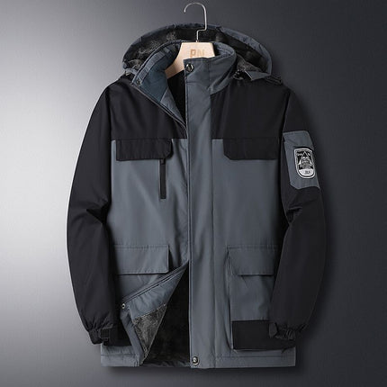 Men's fleece-lined Thickened Winter Men's Warm Cotton-padded Jacket Dad's Winter Coat Windproof Cold-resistant Cotton-padded Jacket for Men