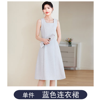 Navy Suit Jacket Women's 2024 Autumn Professional Wear Hotel Front Desk Waiter Formal Suit Overalls