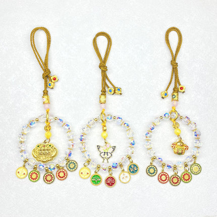 Lingyin's New Lucky Bag Five-Way God of Wealth Car Hanging Colorful Artificial Crystal Safety Lock Car Pendant Chinese Style Jewelry