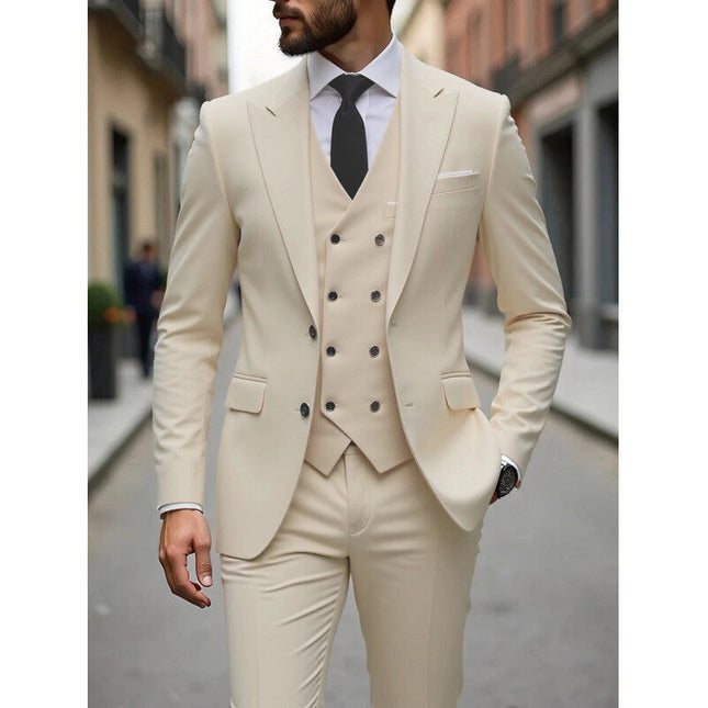 Foreign Trade Cross-Border Youth Slim-Fit Suit Set Men's Suit Three-Piece Set Wedding Dress Groomsmen