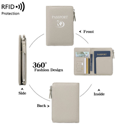Cross-Border New Multifunctional Rfid Passport Holder with Pebbled Texture Wallet, Travel Ticket Holder, Anti-Theft Portable Passport Holder