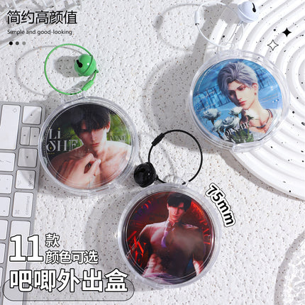 Round Badge Holder Box 58mm 75mm Badge Case Transparent Acrylic Portable Storage Box