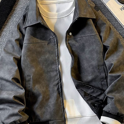 American retro distressed short leather jacket men's spring and autumn high-end suede jacket home figure# AA16