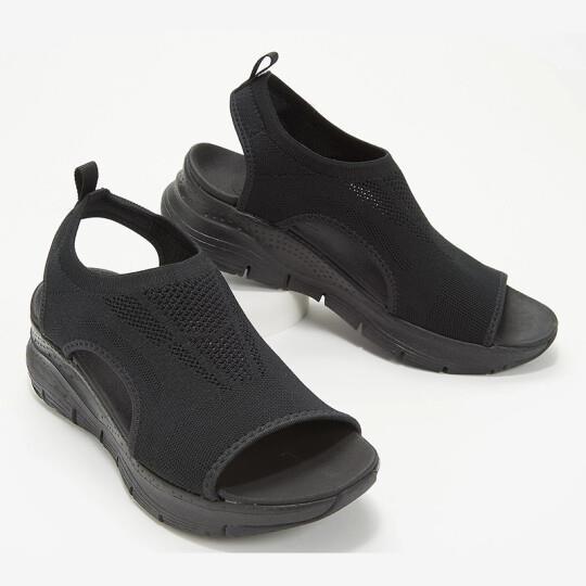2022 summer new cross-border sandals women's mesh thick bottom soft bottom casual sports women's shoes flat flying woven peep toe shoes women